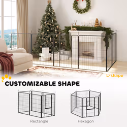 PawHut Dog Playpen, 6 Panels Puppy Pen Dog Playpen, 100cm High, Black