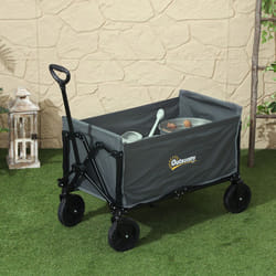Outsunny 120L Folding Collapsible Wagon with Adjustable Handle, Grey