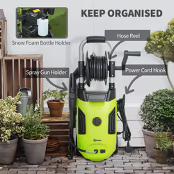 Outsunny 1800W Power Washer 150 Bar Pressure 6M Hose and Hose Reel, Green - Additional view 6