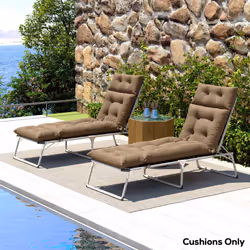 Outsunny Garden Lounge Chair Cushions Set of 2, 220gsm Fabric, Khaki