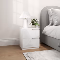HOMCOM Modern Bedside Table with 2 Drawers for Bedroom, Living Room, White