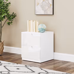 HOMCOM Modern Bedside Table with 2 Drawers for Bedroom, Living Room, White - Additional view 7