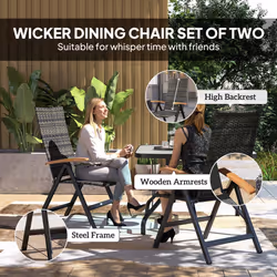 Outsunny Outdoor Folding Dining Chair, Dining Chair, Mixed-grey