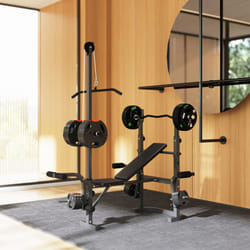 SPORTNOW Multi-Exercise Incline/Flat Weight Bench with Bench Press Rack