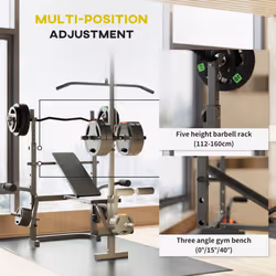 SPORTNOW Multi-Exercise Incline/Flat Weight Bench with Bench Press Rack
