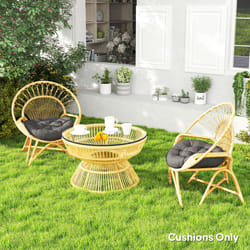 Outsunny Outdoor Seat Cushions Set of 2, Tufted Round Chair Pads, Dark Grey