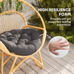 Outsunny Outdoor Seat Cushions Set of 2, Tufted Round Chair Pads, Dark Grey