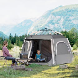 Outsunny Instant Camping Tent, 4 Person Easy Setup Dome Tent, Dark Grey