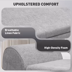 HOMCOM Storage Ottoman with Armrest, Upholstered Linen Storage Bench - Additional view 4