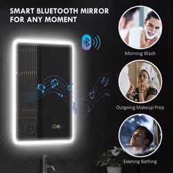 HOMCOM 500 x 700 mm Bluetooth Bathroom Mirror with LED Lights Wall Mounted