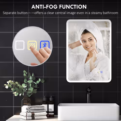 HOMCOM 500 x 700 mm Bluetooth Bathroom Mirror with LED Lights Wall Mounted - Additional view 5
