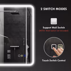 HOMCOM 500 x 700 mm Bluetooth Bathroom Mirror with LED Lights Wall Mounted - Additional view 7