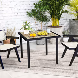 Outsunny Garden Table for 4 Person with 5.4cm Parasol Hole, Brown