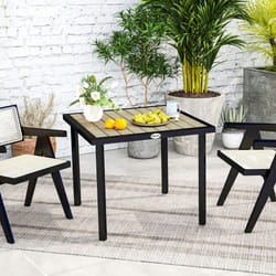 Outsunny Garden Table for 4 Person with 5.4cm Parasol Hole, Brown