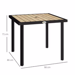 Outsunny Garden Table for 4 Person with 5.4cm Parasol Hole, Brown