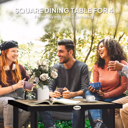 Outsunny Garden Table for 4 Person with 5.4cm Parasol Hole, Brown