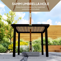 Outsunny Garden Table for 4 Person with 5.4cm Parasol Hole, Brown - Additional view 4
