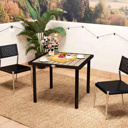 Outsunny Garden Table for 4 Person with 5.4cm Parasol Hole, Brown - Additional view 6