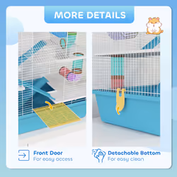 PawHut 4 Tier Cage with Tubes, for Dwarf Hamster, Light Blue