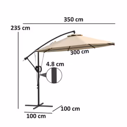 Outsunny 3(m) Cantilever Banana Parasol with Cover Wind Strap UPF50+ - Yellow