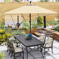 Outsunny 3(m) Cantilever Banana Parasol with Cover Wind Strap UPF50+ - Yellow