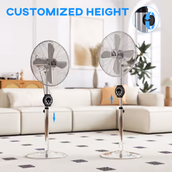 HOMCOM Metal Pedestal Fan with Oscillating, Adjustable Height, Timer