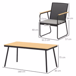 Outsunny 6 Seater Garden Dining Set with Cushions Rattan Backrest, Natural
