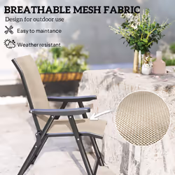 Outsunny 2PCS Folding Chair w/ Breathable Mesh Fabric Seat, Brown