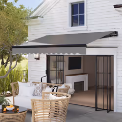 Outsunny 3 x 2.5m Electric Awning with LED Light and Remote Controller Grey
