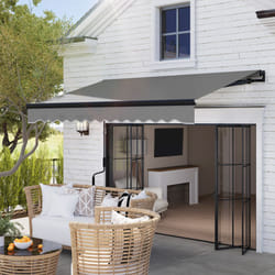 Outsunny 3 x 2.5m Electric Awning with LED Light and Remote Controller Grey