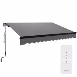 Outsunny 3 x 2.5m Electric Awning with LED Light and Remote Controller Grey