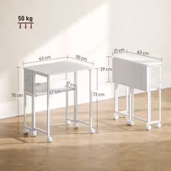 HOMCOM 63 cm Foldable Computer Desk on Wheels for Small Spaces - White - Additional view 2