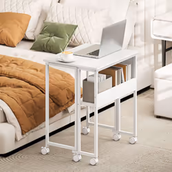 HOMCOM 63 cm Foldable Computer Desk on Wheels for Small Spaces - White - Additional view 6