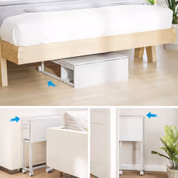 HOMCOM 63 cm Foldable Computer Desk on Wheels for Small Spaces - White - Additional view 7