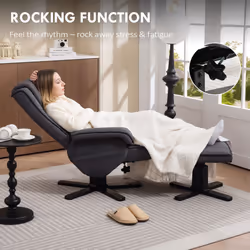 HOMCOM Rocker Swivel Recliner Chair with Footstool, Linen Upholstered - Additional view 4