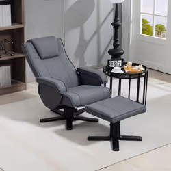 HOMCOM Rocker Swivel Recliner Chair with Footstool, Linen Upholstered - Additional view 7