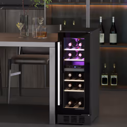 HOMCOM 16 Bottle Dual Zone Built-in Wine Cooler Fridge with Glass Door