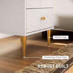 HOMCOM Modern Bedside Table with Drawer, Side Table with Metal Legs, White - Additional view 5