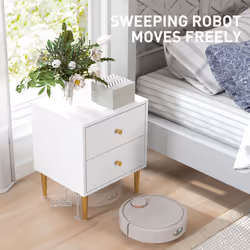 HOMCOM Modern Bedside Table with Drawer, Side Table with Metal Legs, White - Additional view 6