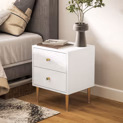 HOMCOM Modern Bedside Table with Drawer, Side Table with Metal Legs, White - Additional view 7