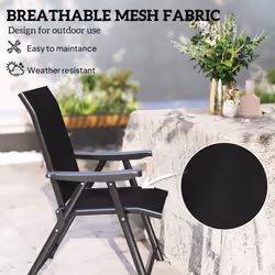 Outsunny 2PCS Folding Chair w/ Breathable Mesh Fabric Seat, Black