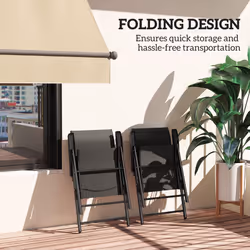 Outsunny 2PCS Folding Chair w/ Breathable Mesh Fabric Seat, Black
