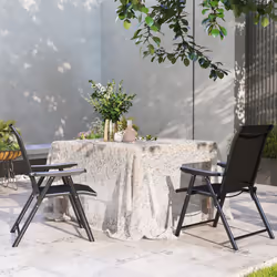 Outsunny 2PCS Folding Chair w/ Breathable Mesh Fabric Seat, Black - Additional view 5
