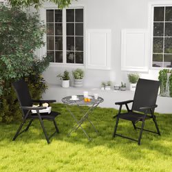 Outsunny 2PCS Folding Chair w/ Breathable Mesh Fabric Seat, Black - Additional view 7