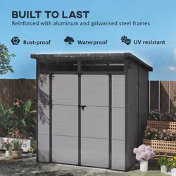 Outsunny 6 x 6ft Plastic Garden Shed with Windows and Air Vents, Light Grey