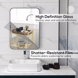 HOMCOM 70cm Rectangle Mirror, Wall Mirror for Bathroom, Black