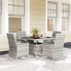 Outsunny 4 Seater Rattan Garden Furniture Set with Cushion, Mixed-Grey