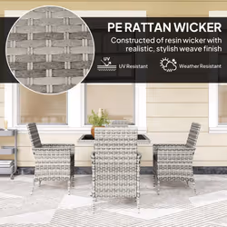 Outsunny 4 Seater Rattan Garden Furniture Set with Cushion, Mixed-Grey