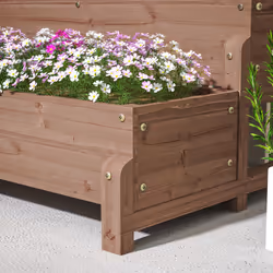 Outsunny 2-Tier Wooden Raised Bed with Trellis and Drainage Holes, Brown - Additional view 6