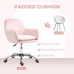 HOMCOM Office Chair, Swivel Desk Chair w/ Adjustable Height, Pink